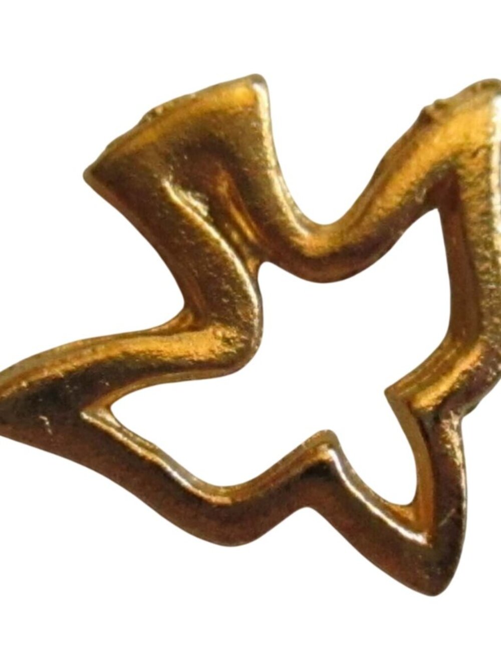 NOS NWOT TINY Goldtone CHRISTIAN PEACE DOVE True Vtg 70s pin pinback